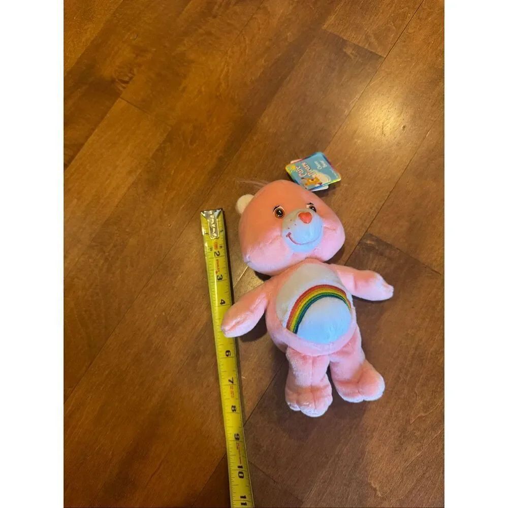 Vintage 2002 Care Bears Cheer Bear Plush 10” Pink Rainbow Heart Nose NWT - Picture 5 of 5